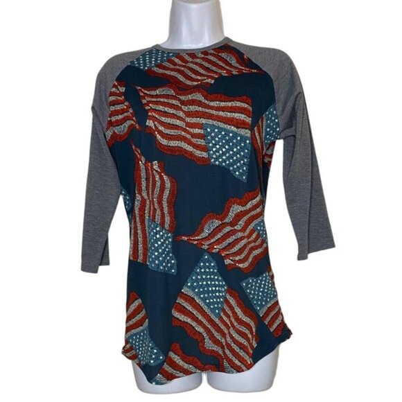 LuLaRoe XS Shirt Randy Americana 4th of July Patriotic Flags NWT - Picture 1 of 6